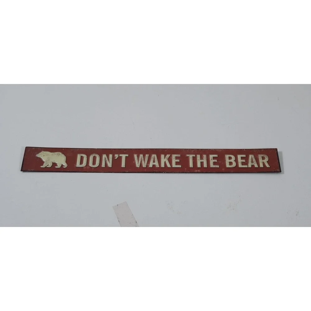 Hobby Lobby Wall Plaque Unisex OS Red Don't Wake The Bear Rustic Metal Sign
